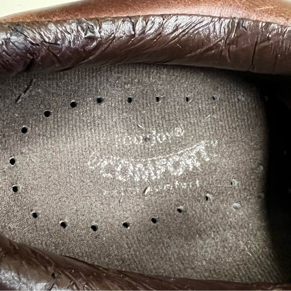Men’s Golf Shoe Oxford Sz 10 1/2 M Bn Leather Soft Spikes Plain Toe Flaw FootJoy - Picture 5 of 15